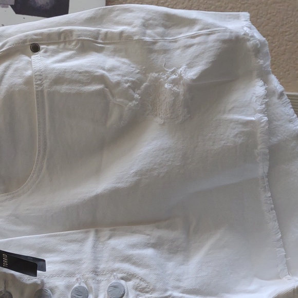 Torrid White cutoff distressed denim shorts plus - Picture 2 of 5